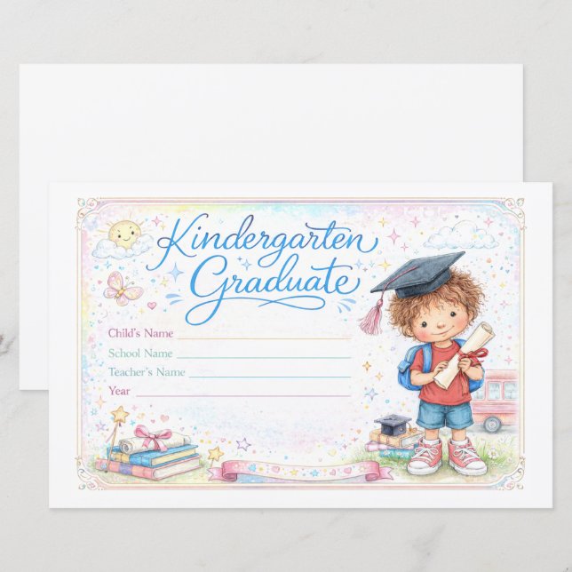 Customizable Kindergarten Graduate Certificate  (正面/裏面)