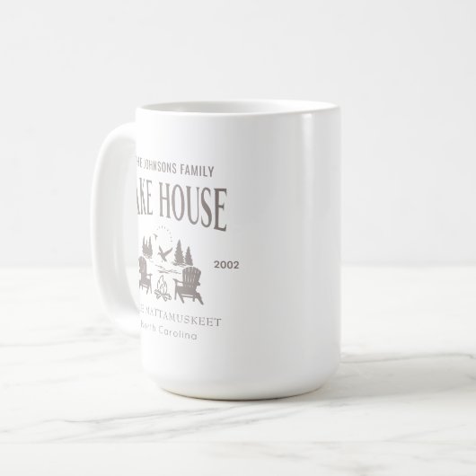 Customizable Lake House House Warming Gift 15oz コーヒーマグカップ (正面左)
