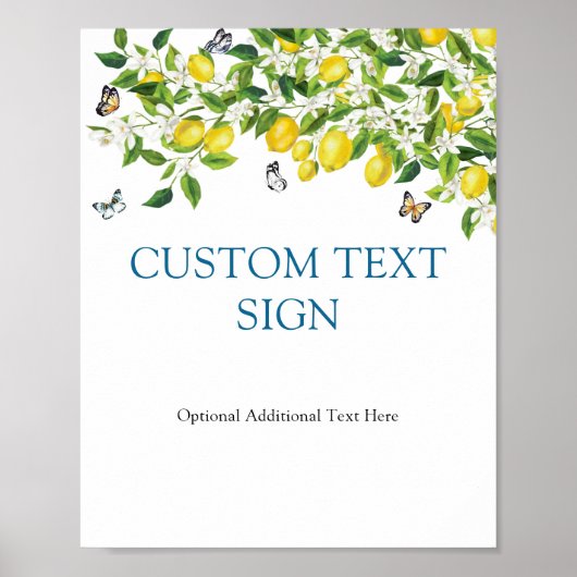 Customizable Lemon Bridal Shower Sign ポスター (正面)