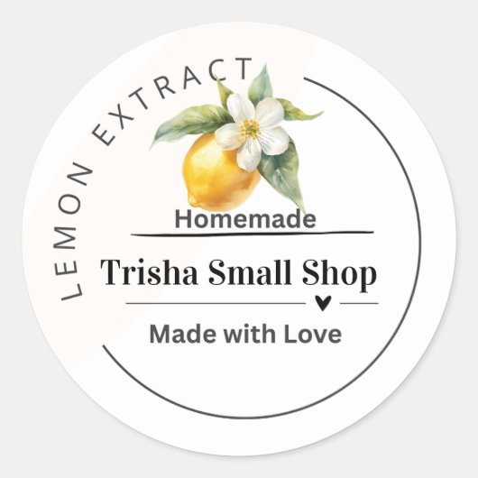 Customizable Lemon Extract Label – Personalize ラウンドシール (正面)