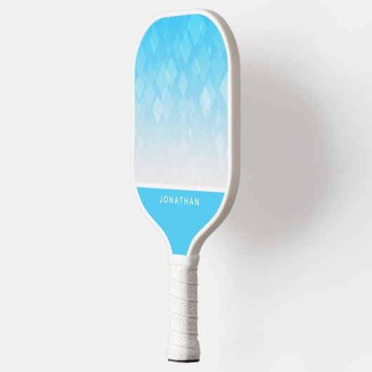 Customizable Light Blue Diamond Pattern Pickleball ピックルボールラケット (左)