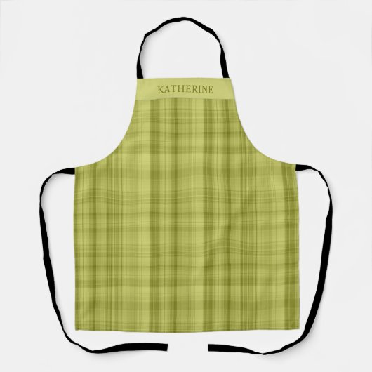 Customizable Light Dark Green Checkered Pattern エプロン (正面)