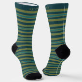 Customizable Light Dark Yellow Green Stripes  ソックス (傾斜あり)