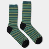 Customizable Light Dark Yellow Green Stripes  ソックス (右)