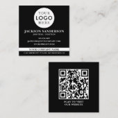 Customizable Logo Professional Black QR Code スクエア名刺 (正面/裏面)