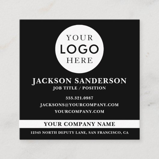 Customizable Logo Professional Black QR Code スクエア名刺 (正面)