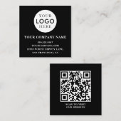 Customizable Logo Professional QR Code Black スクエア名刺 (正面/裏面)