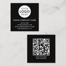Customizable Logo Professional QR Code Black スクエア名刺