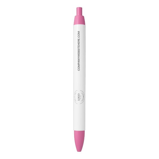 Customizable logo website simple business Pink 青ボールペン (正面縦)
