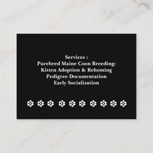 Customizable Maine Coon Cattery Business Card 名刺 (裏面)