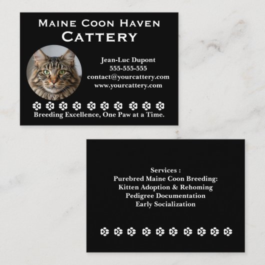Customizable Maine Coon Cattery Business Card 名刺 (正面/裏面)