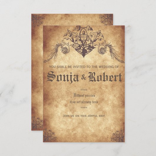 Customizable Medieval Wedding (no seal) 招待状 (正面/裏面)