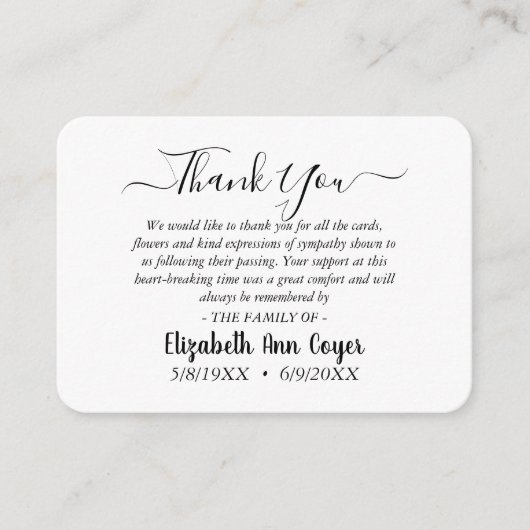 Customizable Memorial Minimalist Thank You Card  エンクロージャーカード (正面)