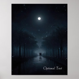 Customizable Midnight Stroll in Moonlight Poster ポスター