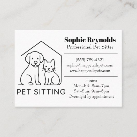 Customizable Minimalist Pet Sitter Business Card  名刺 (正面)