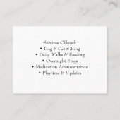 Customizable Minimalist Pet Sitter Business Card  名刺 (裏面)