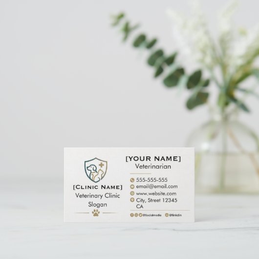 Customizable Minimalist Veterinary Business Card  名刺 (スタンド正面)