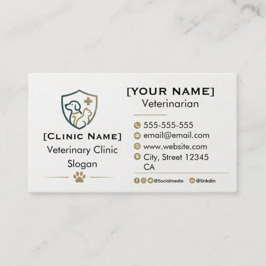 Customizable Minimalist Veterinary Business Card  名刺 (正面)
