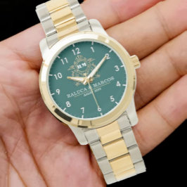 Customizable monogram green newlyweds or couples 腕時計