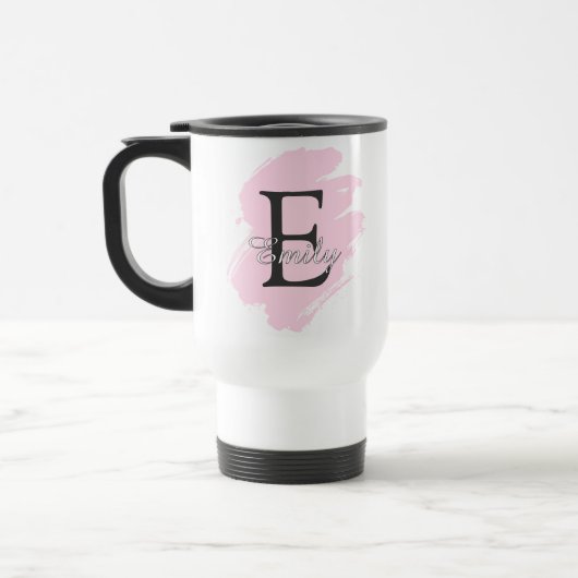 Customizable Monogram Travel Mug with Color Accent トラベルマグ (左)