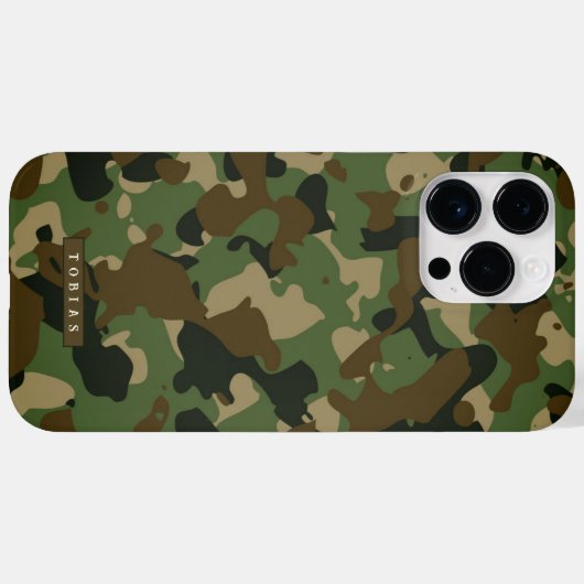 Customizable Name Camouflage Military Kaki Brown Case-Mate iPhoneケース (裏面 (横))