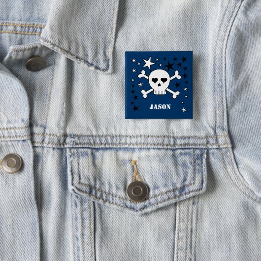 Customizable Name Cute Skull and Crossbones 缶バッジ (インサイチュ)