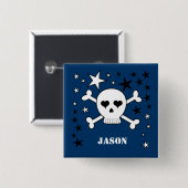 Customizable Name Cute Skull and Crossbones 缶バッジ (正面&裏面)