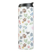 Customizable Name Floral Paw Print Thermal Tumbler タンブラー (回転左)