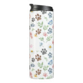 Customizable Name Floral Paw Print Thermal Tumbler タンブラー (回転右)