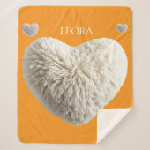 Customizable Name Fluffy Heart Blanket シェルパブランケット (正面)