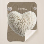Customizable Name Fluffy Heart Blanket シェルパブランケット (正面)
