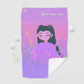 Customizable Name Golf Girl Lavender Daydream ゴルフタオル (インサイチュ)