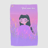 Customizable Name Golf Girl Lavender Daydream ゴルフタオル (正面)