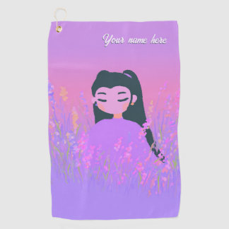 Customizable Name Golf Girl Lavender Daydream ゴルフタオル