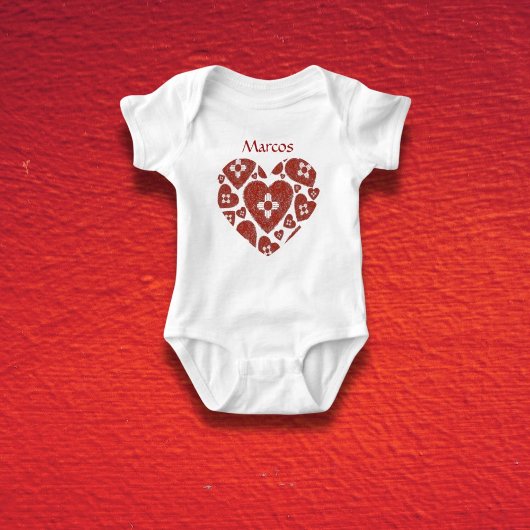 Customizable New Mexico Zia Heart Baby  ベビーボディスーツ
