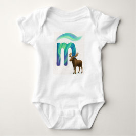 Customizable Northern Lights Letter M Moose Art ベビーボディスーツ