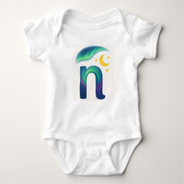 Customizable Northern Lights Letter N Night Sky ベビーボディスーツ