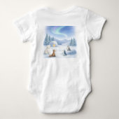Customizable Northern Lights Letter P Winter Pine ベビーボディスーツ (裏面)