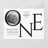 Customizable ONE First Birthday Photo インビテーションポストカード (正面)