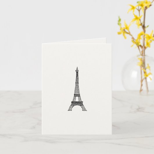 Customizable_Paris_Eiffelタワー カード (黄色い花)