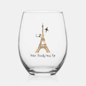 Customizable Paris Trip Chic Eiffel Tower ステムなしワイングラス (正面)