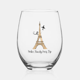 Customizable Paris Trip Chic Eiffel Tower ステムなしワイングラス