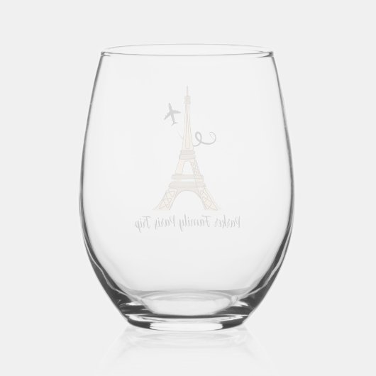 Customizable Paris Trip Chic Eiffel Tower ステムなしワイングラス (裏面)