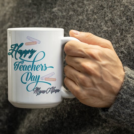 Customizable Pastel Blue Happy Teachers Day コーヒーマグカップ