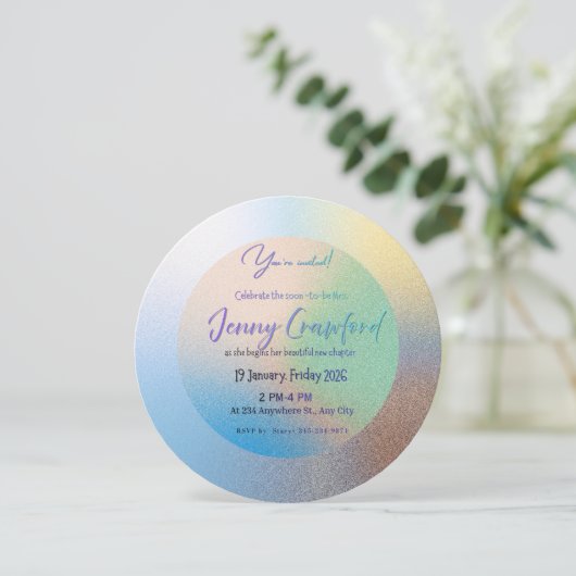Customizable Pastel Gradient Round Wedding Brunch  招待状 (スタンド正面)