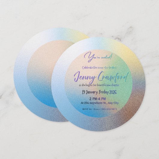 Customizable Pastel Gradient Round Wedding Brunch  招待状 (正面/裏面)