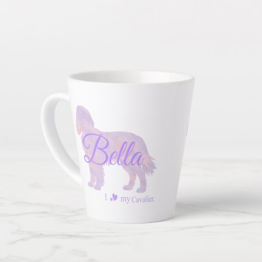 Customizable Pastel Purple Cavalier King Charles   カフェラテマグ (左アングル)