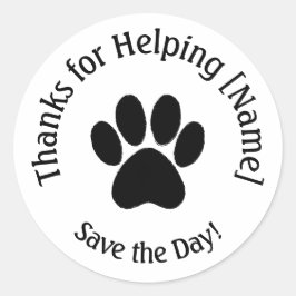 Customizable Paw Print Thank You Stickers ラウンドシール
