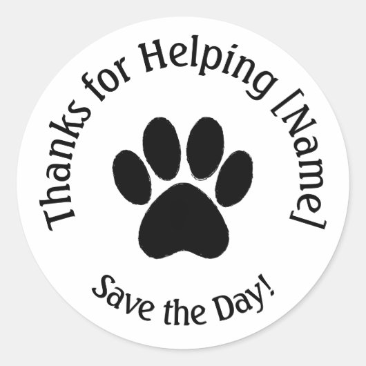 Customizable Paw Print Thank You Stickers ラウンドシール (正面)