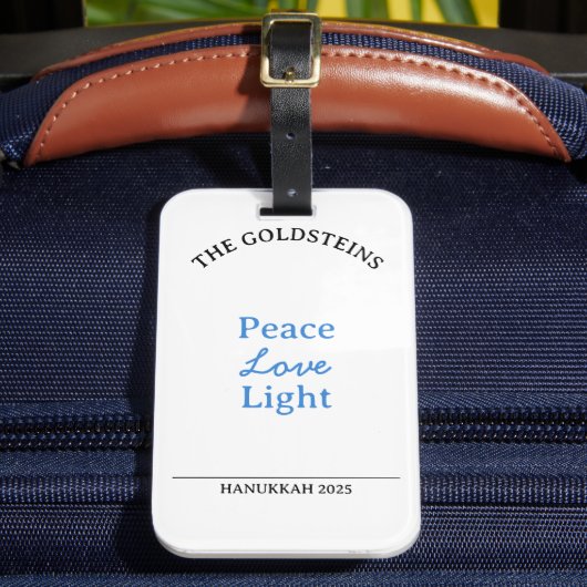 Customizable Peace Love Light Hanukkah Celebration ラゲッジタグ (正面インサイチュ2)